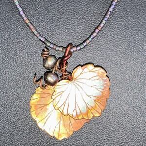 Handcrafted Hammered Copper Leaves Necklace